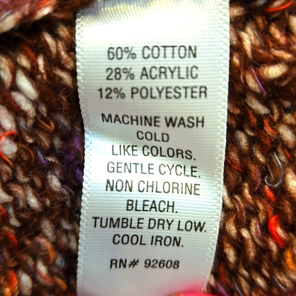 Passports Open Cardigan "Fall Foliage" Blue/Red/White Specks Women size M - Picture 6 of 13